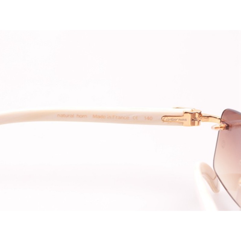 Cartier 3524012 White Buffalo Sunglasses In Gold Brown
