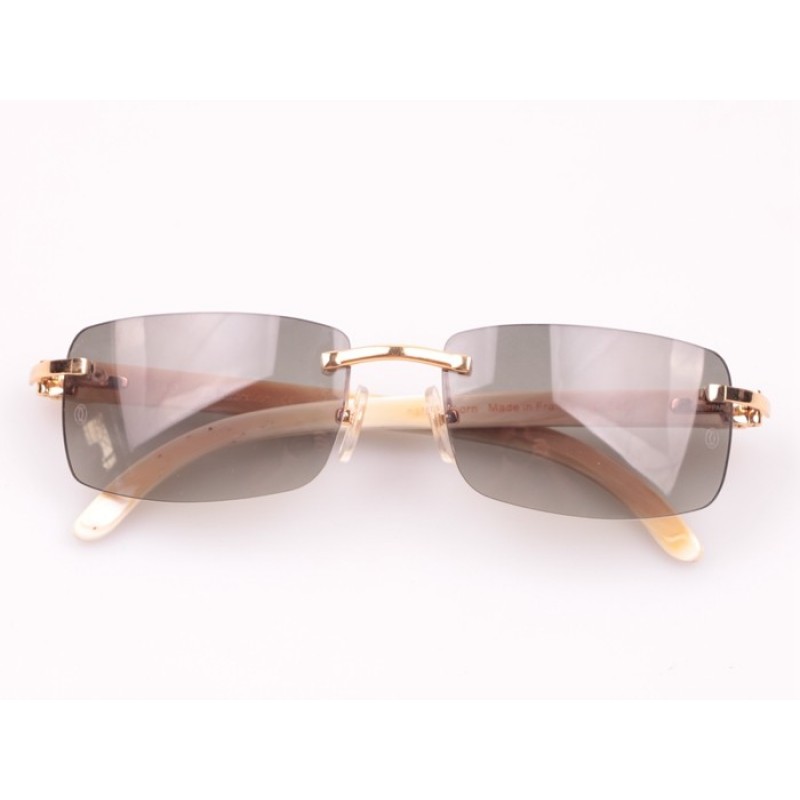 Cartier 3524012 white Buffalo Sunglasses In Gold Grey