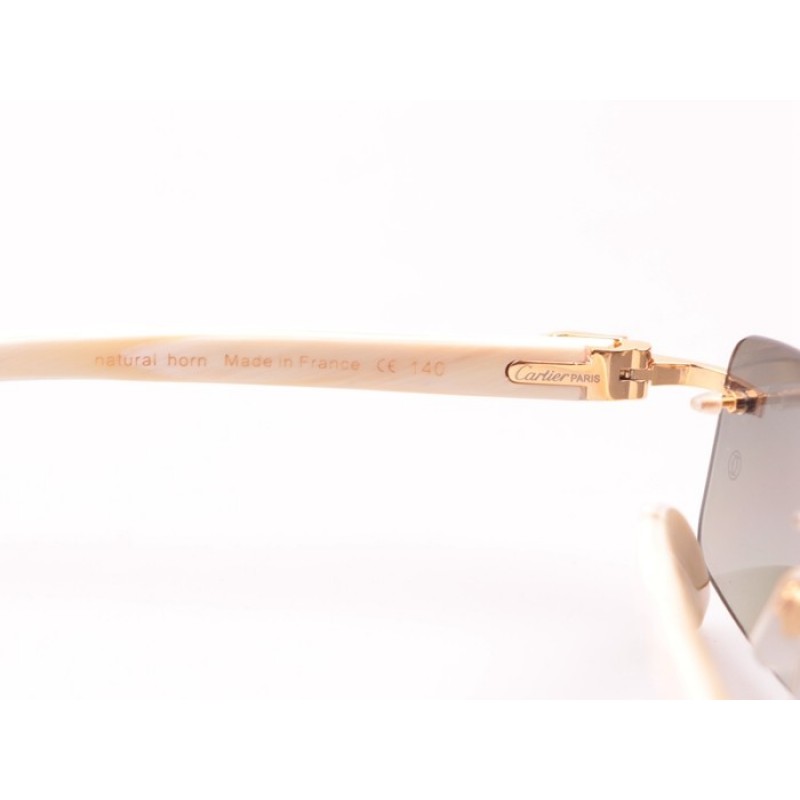 Cartier 3524012 white Buffalo Sunglasses In Gold Grey