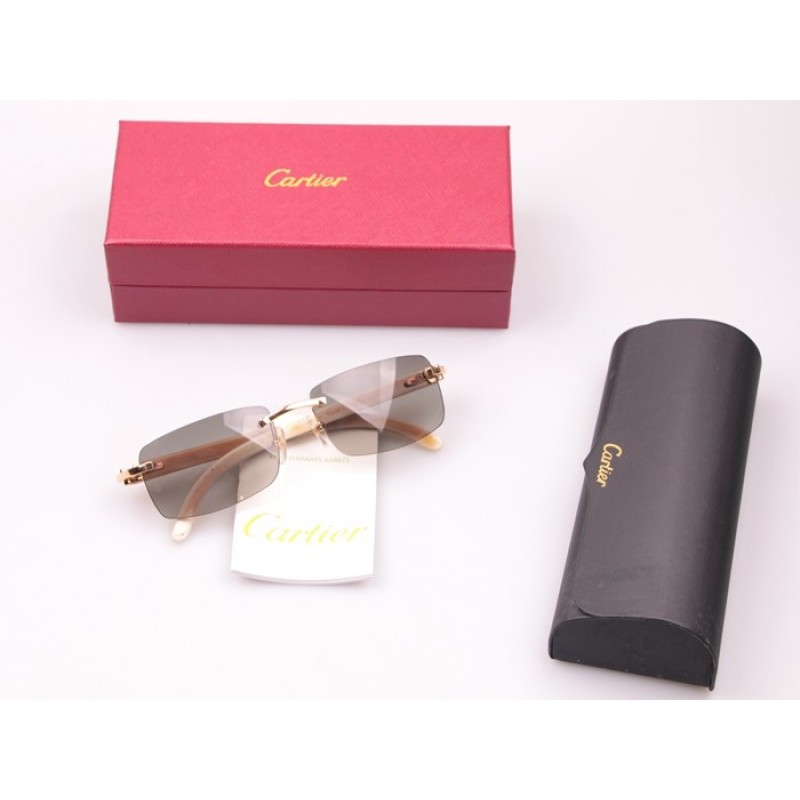 Cartier 3524012 white Buffalo Sunglasses In Gold Grey