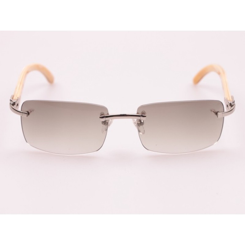 Cartier 3524012 white Buffalo Sunglasses In Silver Grey