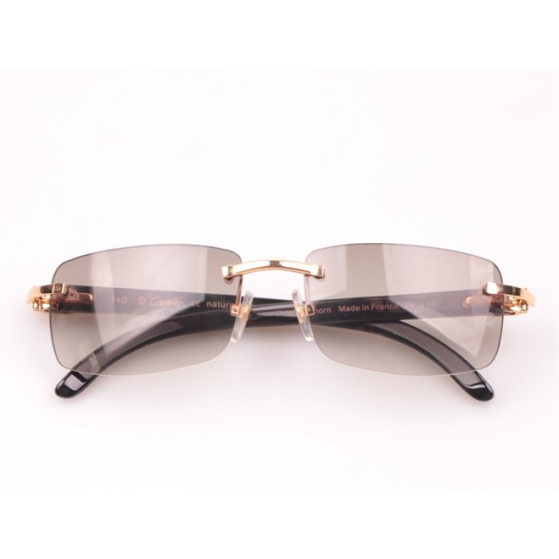 Cartier 3524012 Black Buffalo Sunglasses In Gold Grey