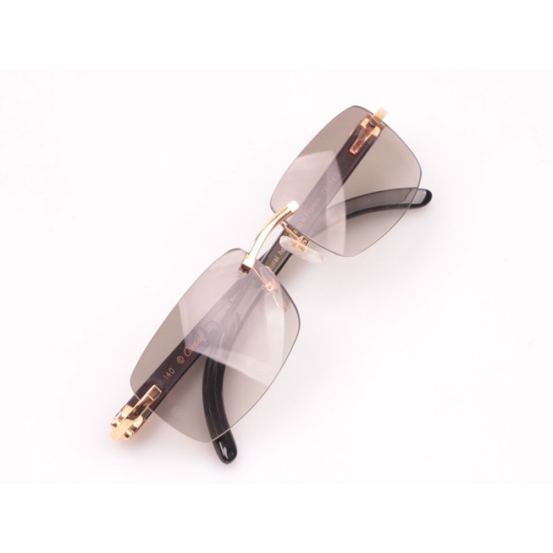 Cartier 3524012 Black Buffalo Sunglasses In Gold Grey