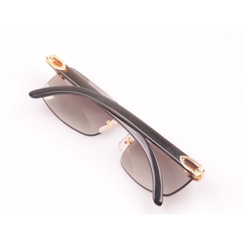 Cartier 3524012 Black Buffalo Sunglasses In Gold Grey