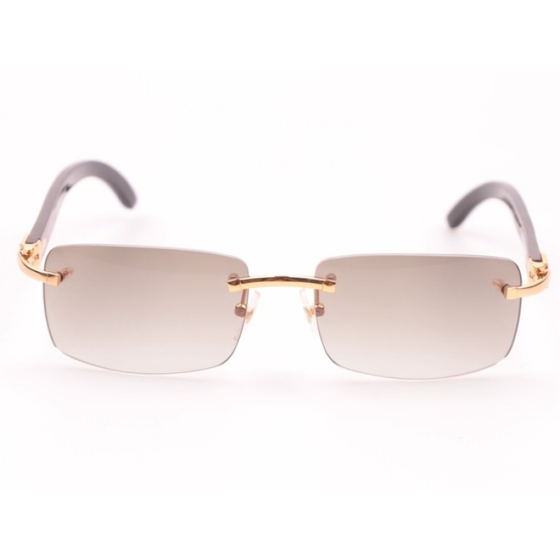 Cartier 3524012 Black Buffalo Sunglasses In Gold Grey