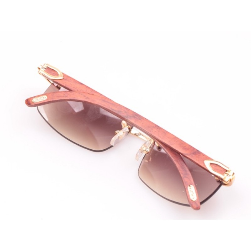 Cartier 3524012 Wood Sunglasses In Gold Brown