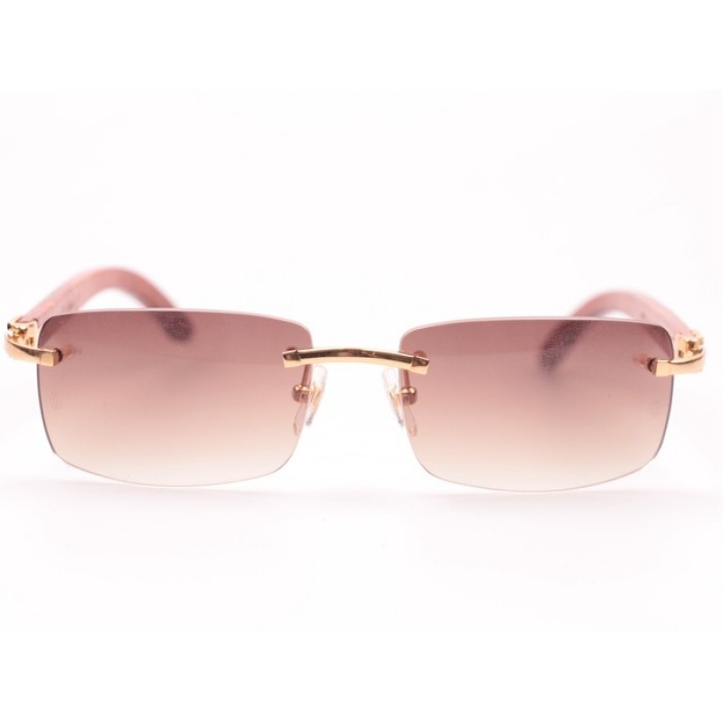 Cartier 3524012 Wood Sunglasses In Gold Brown