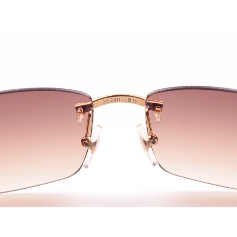 Cartier 3524012 Wood Sunglasses In Gold Brown