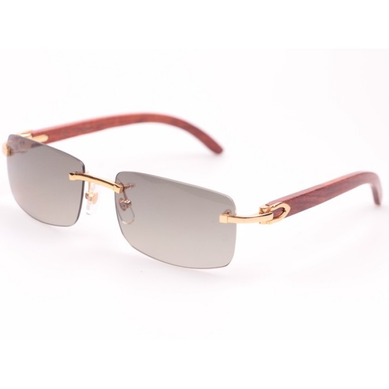 Cartier 3524012 Wood Sunglasses In Gold Grey