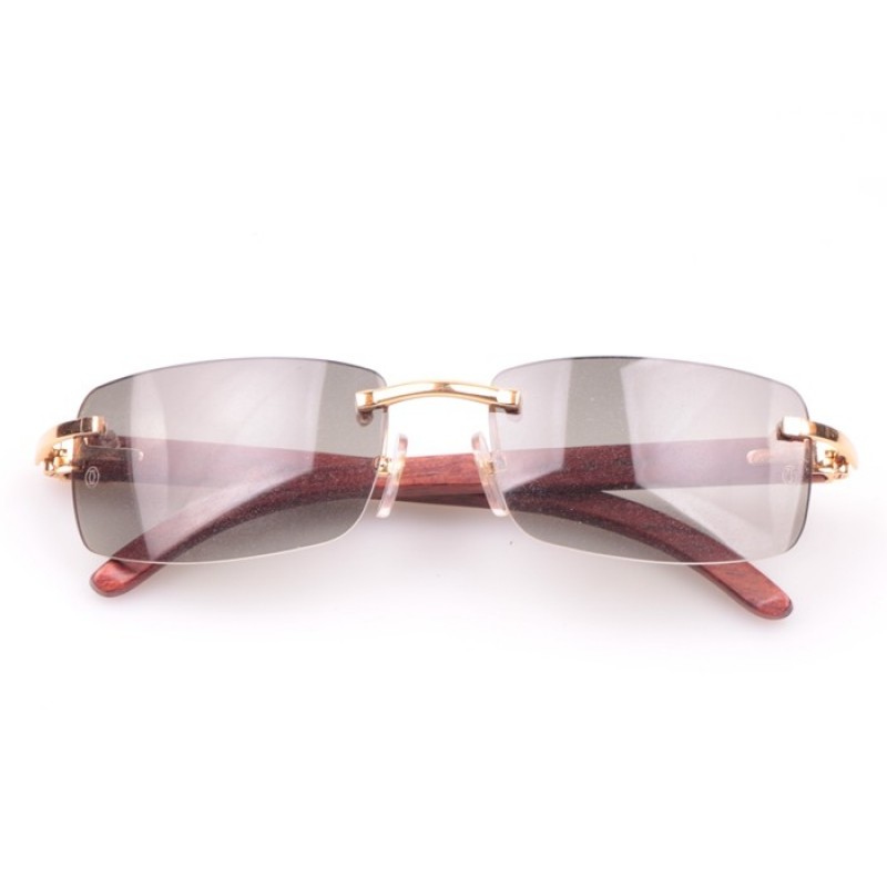 Cartier 3524012 Wood Sunglasses In Gold Grey