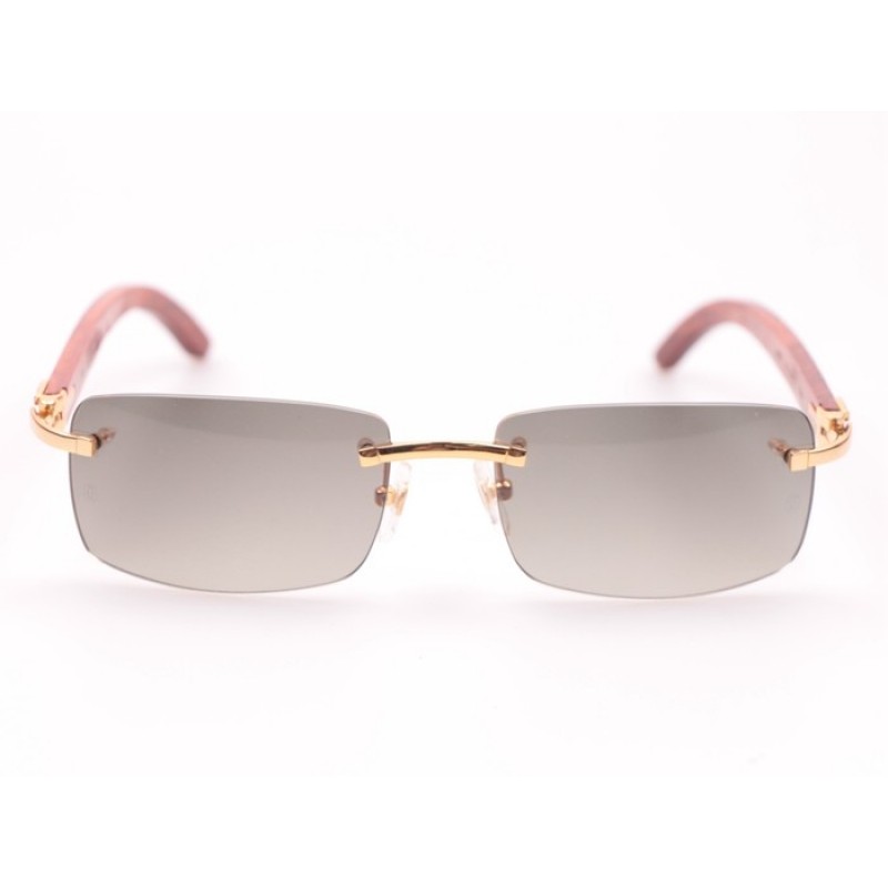 Cartier 3524012 Wood Sunglasses In Gold Grey