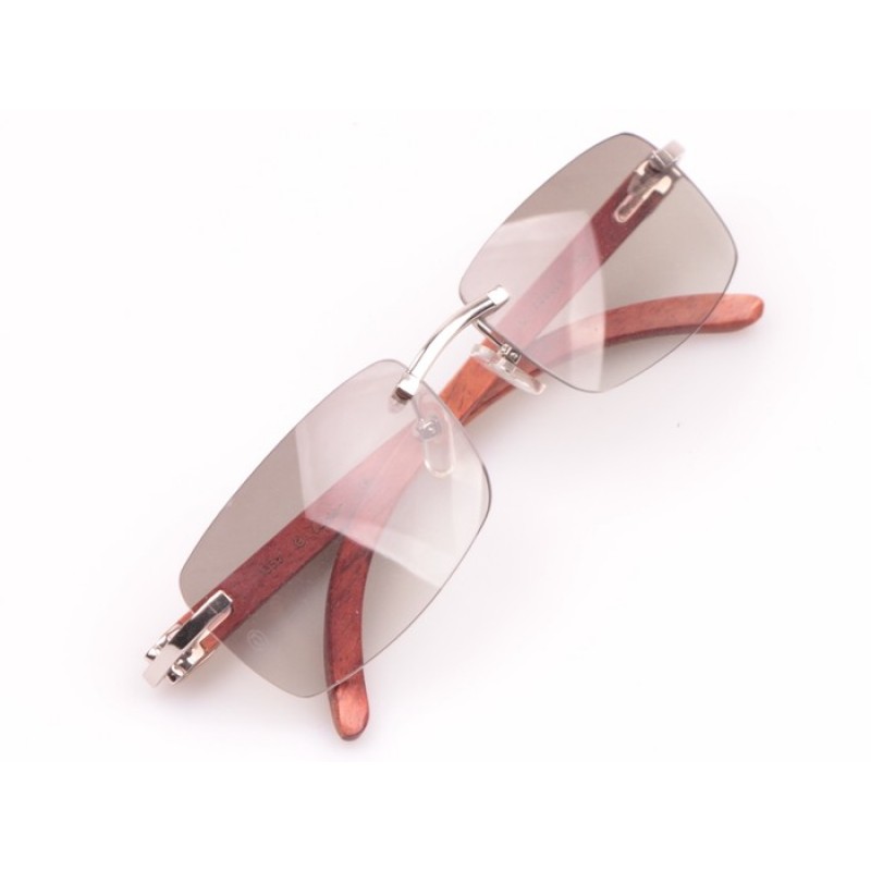 Cartier 3524012 Wood Sunglasses In Silver Grey