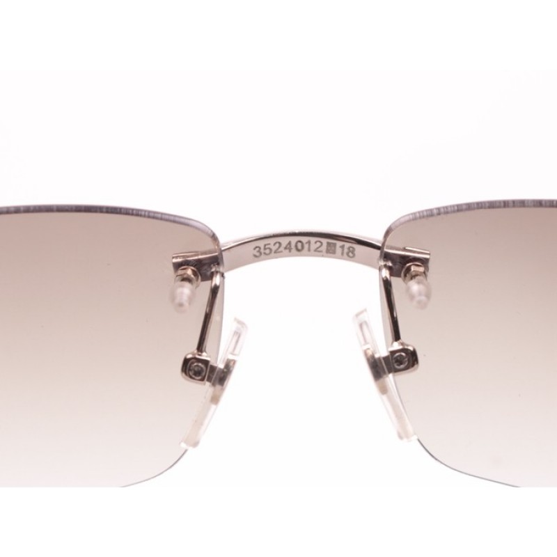 Cartier 3524012 Wood Sunglasses In Silver Grey