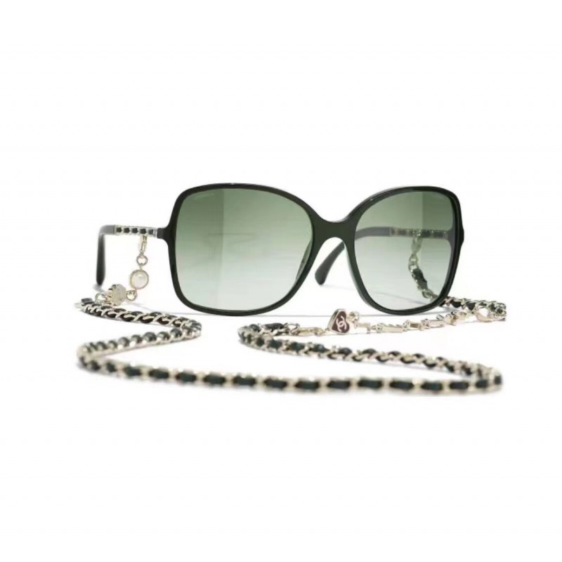 Chanel CH2207 Sunglasses In Black Gradient Green