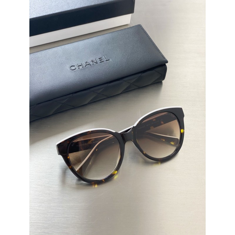 Chanel CH5414 Sunglasses In Tortoiseshell White Tan