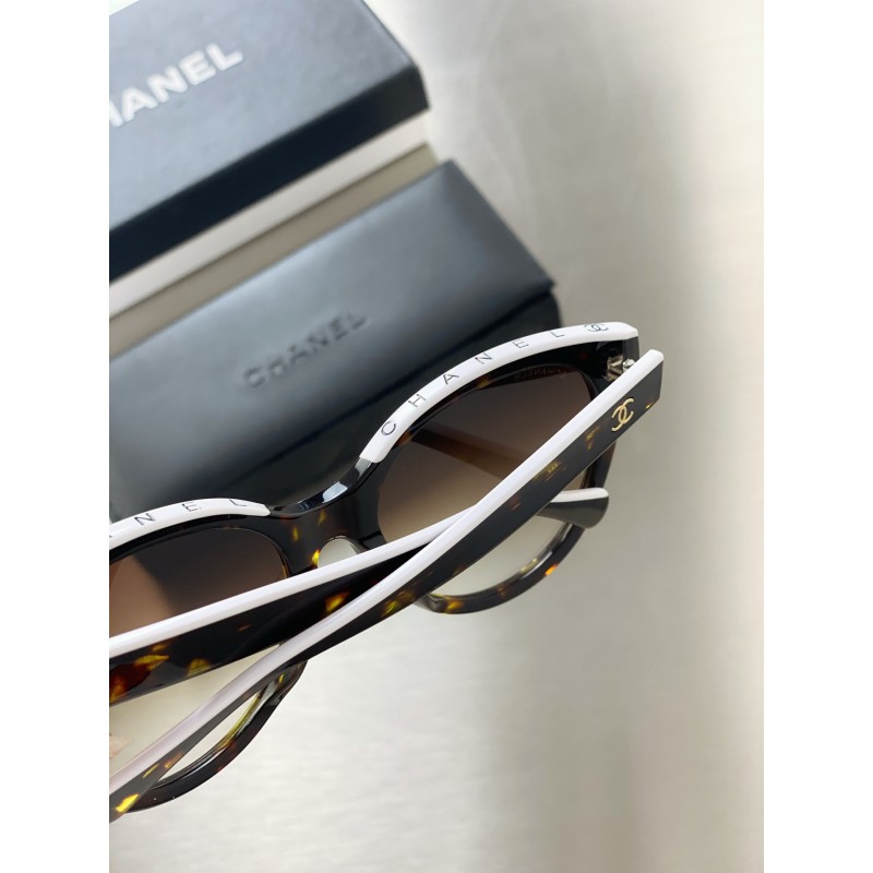Chanel CH5414 Sunglasses In Tortoiseshell White Tan