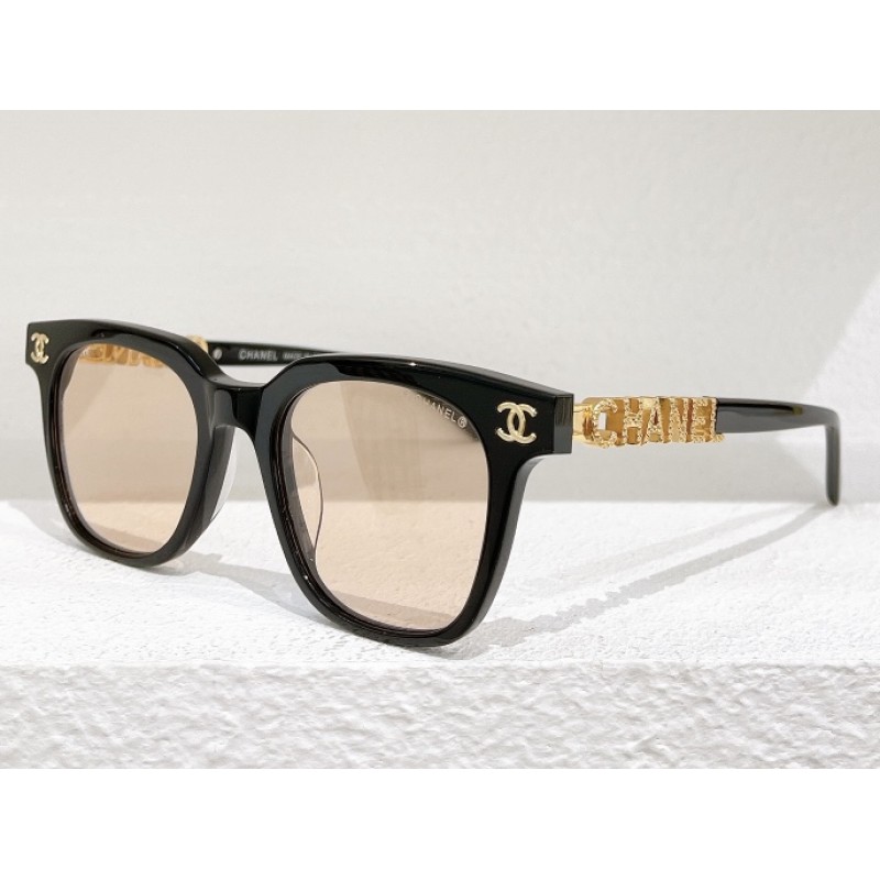 Chanel CH0747 Sunglasses In Black Gold Powder