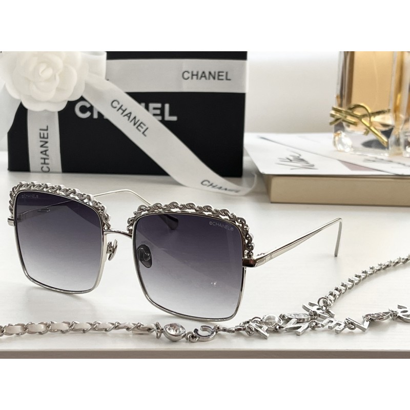 Chanel CH2206Q Sunglasses In Silver Gradient Gray