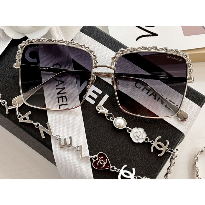 Chanel CH2206Q Sunglasses In Silver Gradient Gray