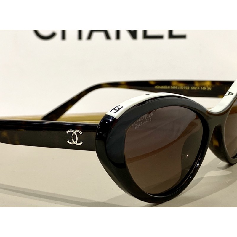 Chanel CH5416 Sunglasses In Tortoiseshell White Tan