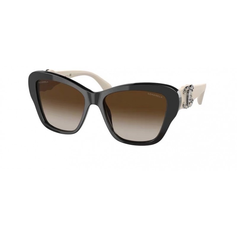 Chanel CH5457 Sunglasses In Black and White Progressive Tea