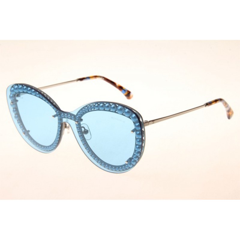 Chanel CH4236-H Sunglasses In Silver Blue