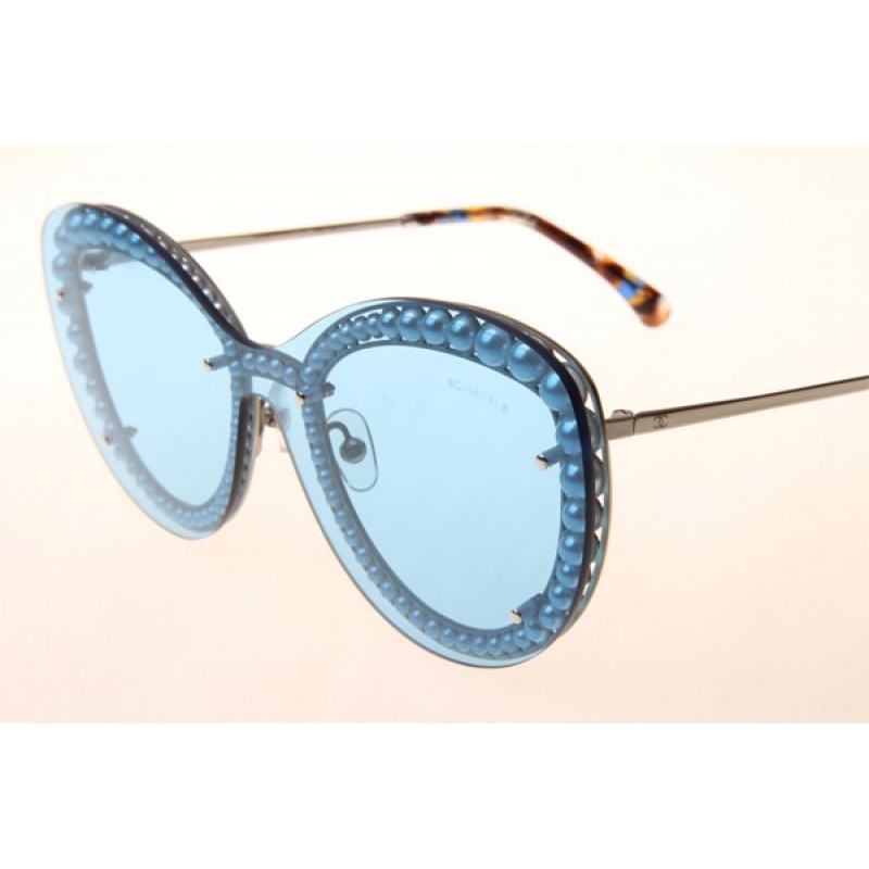 Chanel CH4236-H Sunglasses In Silver Blue