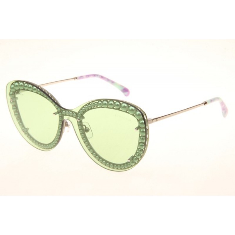 Chanel CH4236-H Sunglasses In Silver Green