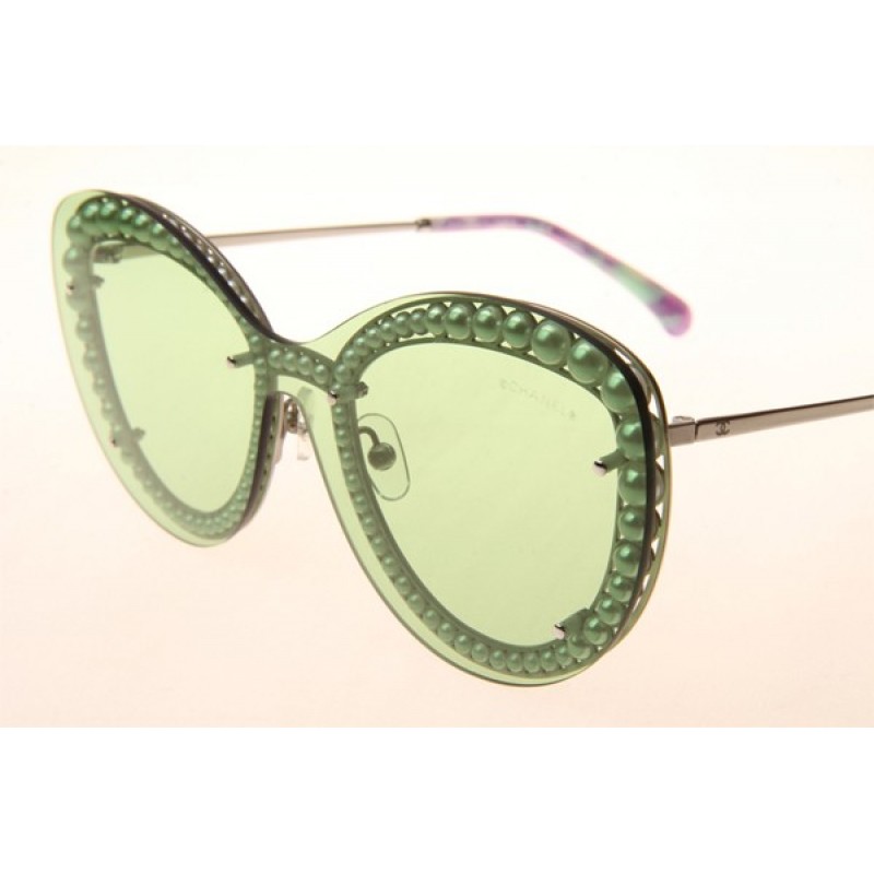 Chanel CH4236-H Sunglasses In Silver Green