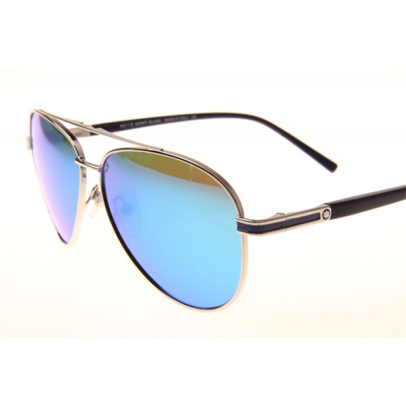 Mont Blanc MB702S Sunglasses In Silver Blue Flash