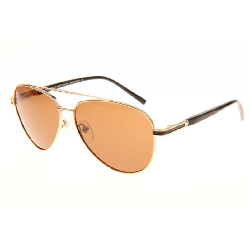 Mont Blanc MB702S Sunglasses In Gold Brown