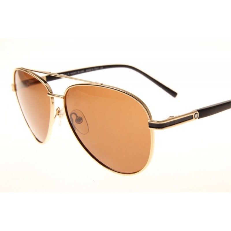 Mont Blanc MB702S Sunglasses In Gold Brown