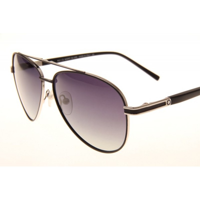 Mont Blanc MB702S Sunglasses In Black Silver Gradient Grey