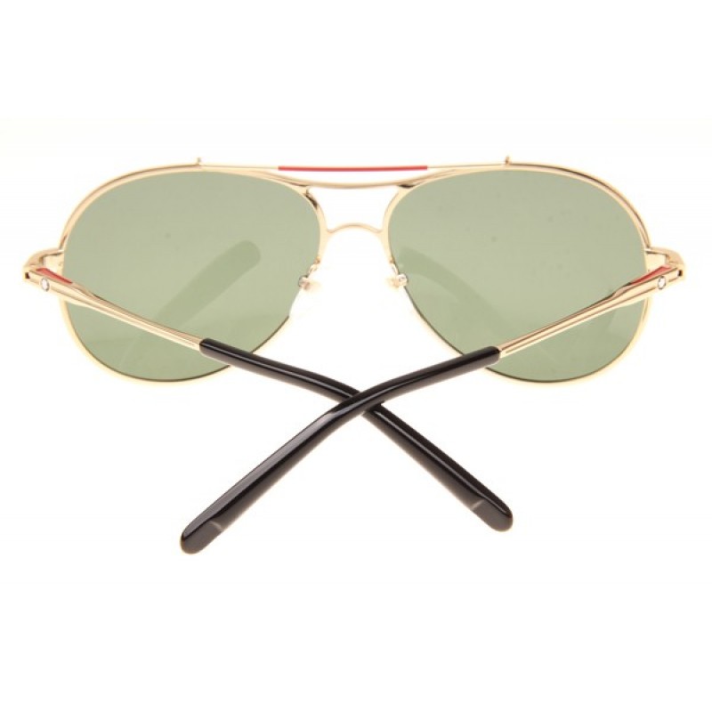 Mont Blanc MB703S Sunglasses In Gold Green