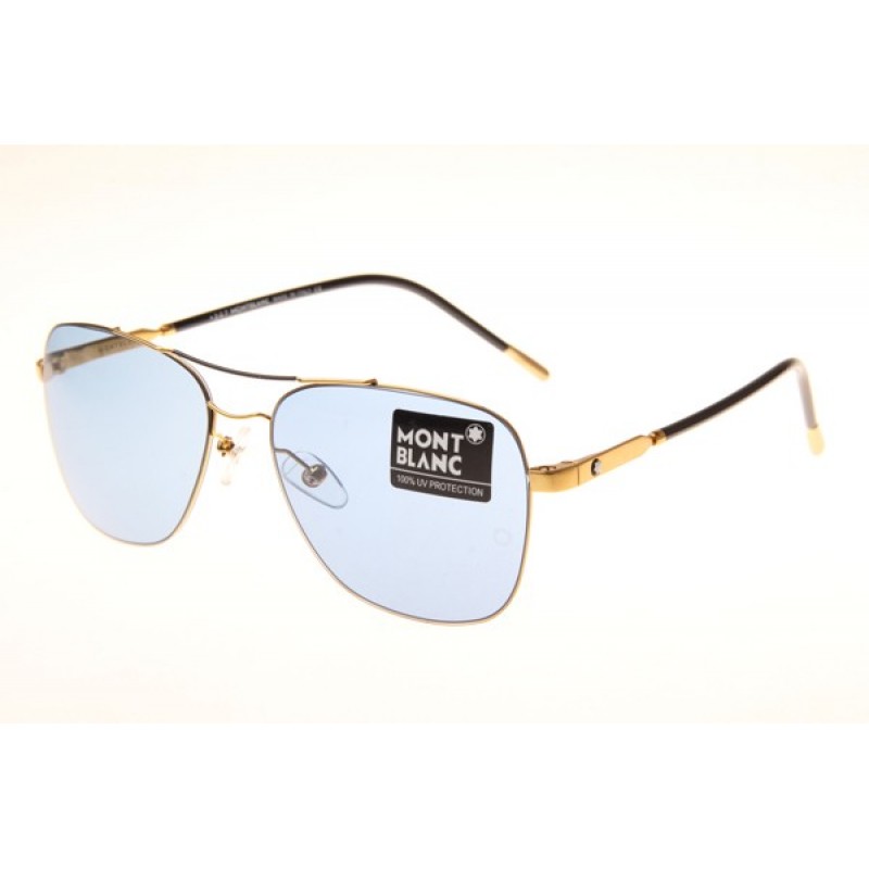 Mont Blanc MB696S Sunglasses In Gold Blue