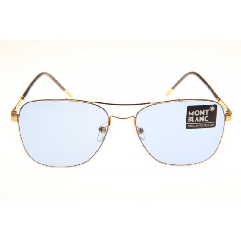 Mont Blanc MB696S Sunglasses In Gold Blue