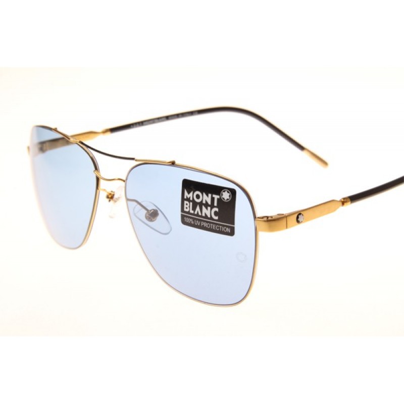 Mont Blanc MB696S Sunglasses In Gold Blue