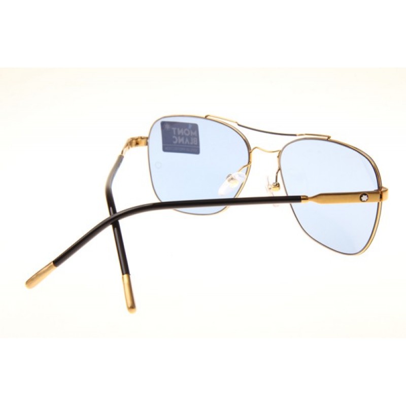 Mont Blanc MB696S Sunglasses In Gold Blue