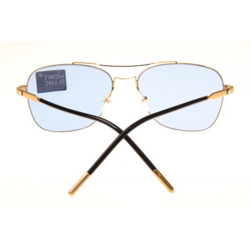 Mont Blanc MB696S Sunglasses In Gold Blue