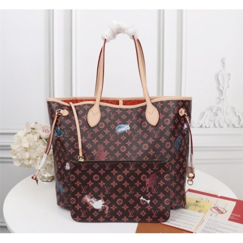 Louis Vuitton Neverfull Cat Mother-and-Mother Shopping Bag Female Bag M44459
