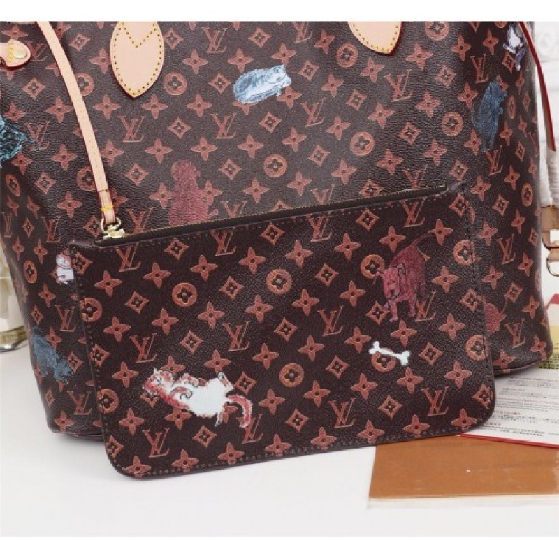 Louis Vuitton Neverfull Cat Mother-and-Mother Shopping Bag Female Bag M44459