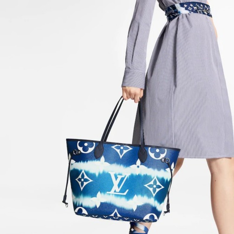 Louis Vuitton Escale Neverfull Mm Tote Bag Pouch M45128 Blue Monogram Receipt