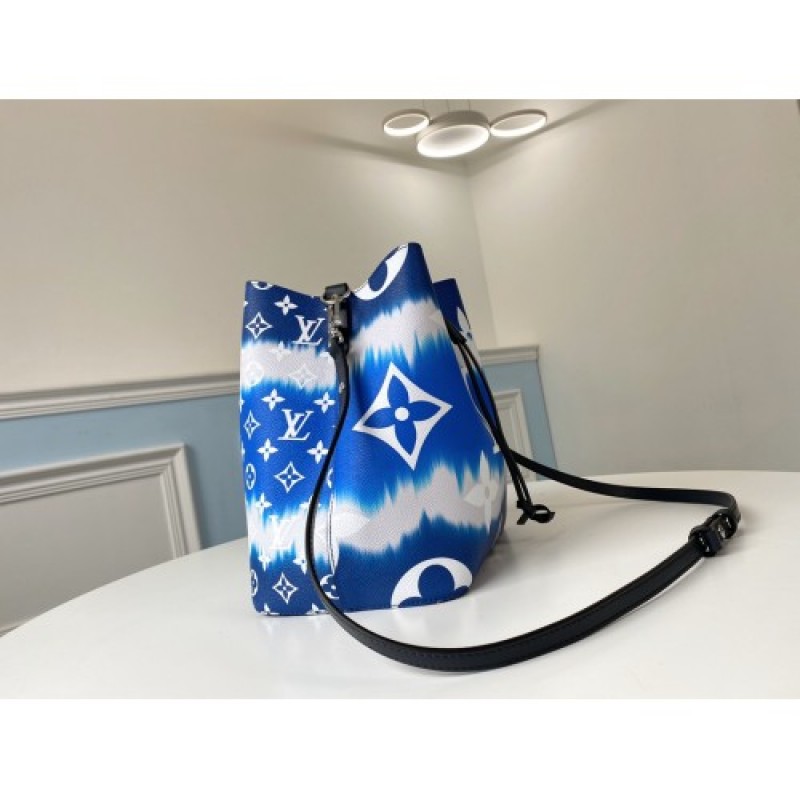 Louis Vuitton M45125 2021 summer tie-dye series Neonoe rainbow blue medium bucket bag