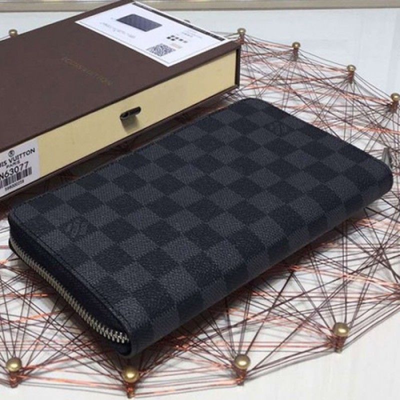 Louis Vuitton N63077 Zippy Organiser Damier Graphite Canvas