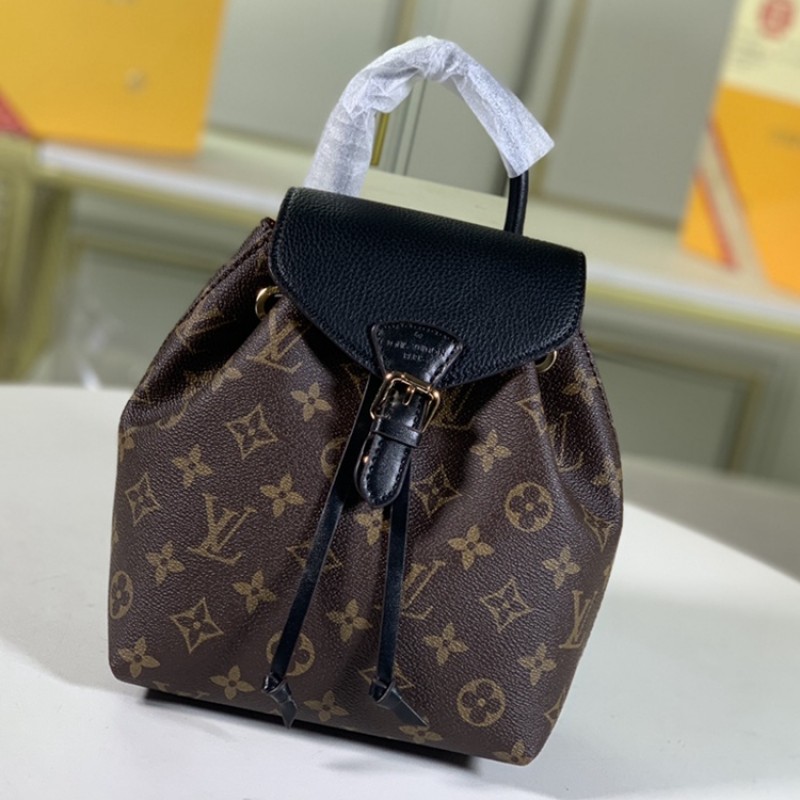 Louis Vuitton Wholesale M45502 Montsouris Backpack Monogram Empreinte Leather Brown Black