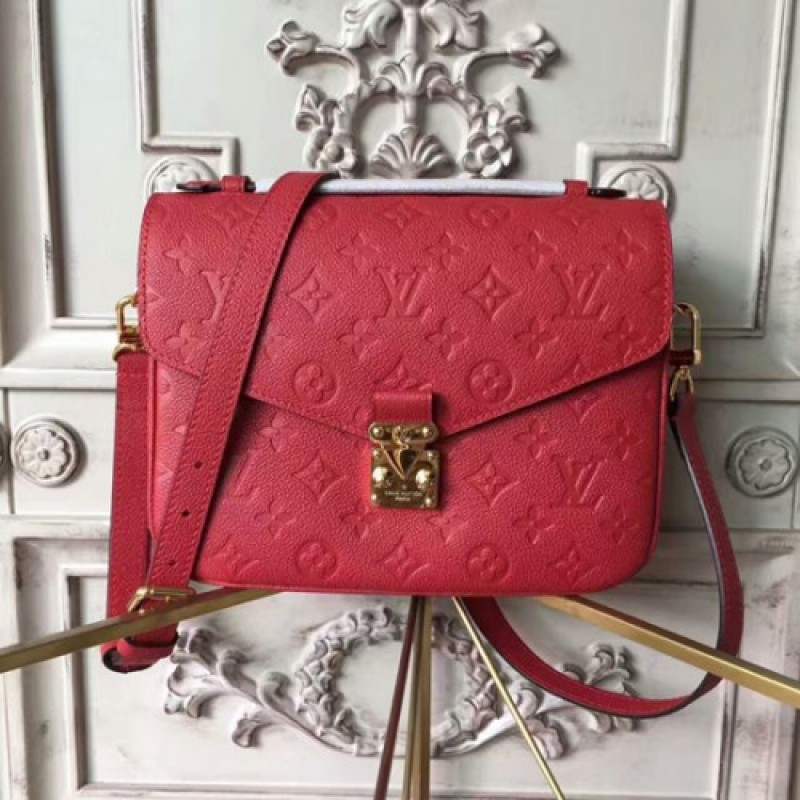 Louis Vuitton M41487 Pochette Metis Crossbody Bag Monogram Empreinte Leather Red