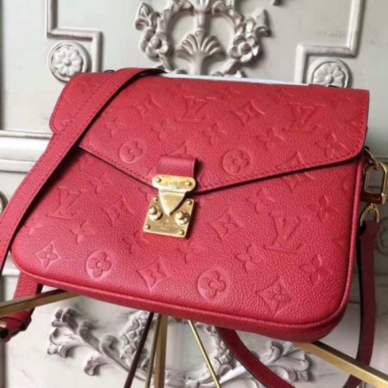 Louis Vuitton M41487 Pochette Metis Crossbody Bag Monogram Empreinte Leather Red