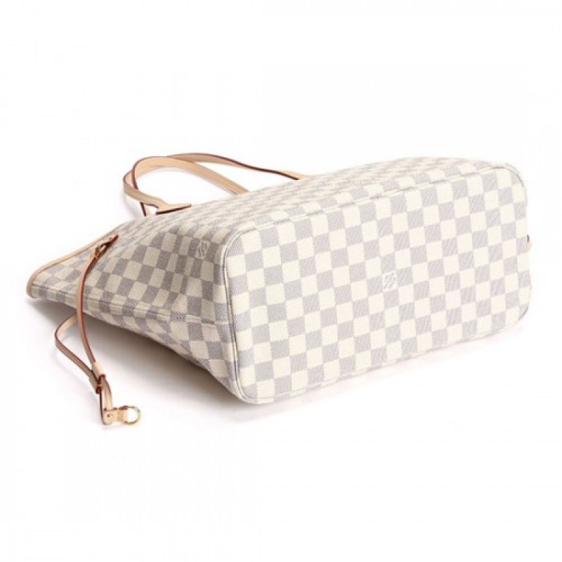 Louis Vuitton N51107 Neverfull MM Shoulder Bag Damier Azur Canvas