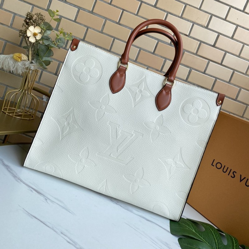 Louis Vuitton Onthego Shopper Tote Bag M44571 whit...