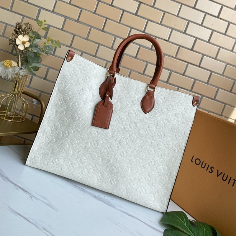 Louis Vuitton Wholesale OnTheGo GM Monogram Empreinte M44925 Leather White